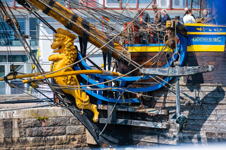 Gothenburg, Sweden - June 03 2023: Lion figurehead of G?theborg east indiaman replicaのeditorial素材