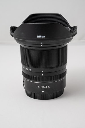 Gothenburg, Sweden - May 09 2023: Nikon Z 14-30mm wide-angle zoom on a white tableのeditorial素材