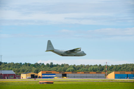 Gothenburg, Sweden - August 29 2010: Lockheed C-130 Hercules performing a displayのeditorial素材