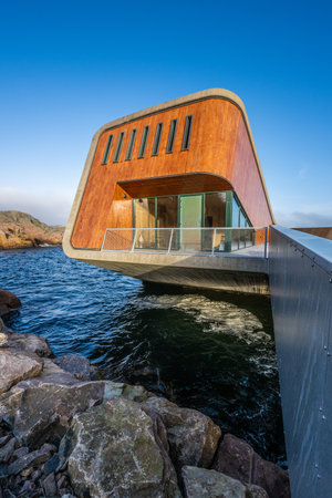 Lindesnes, Norway - March 29 2024: Exterior of underwater restaurant Under at B?lyのeditorial素材