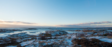 Afternoon winter archipelago panorama viewの写真素材