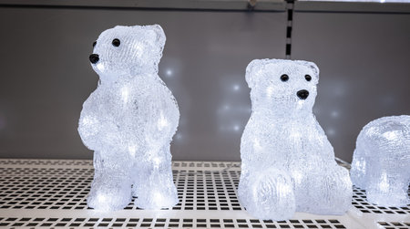 Illuminated polar bear christmas decorationsの写真素材