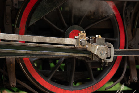 Details of a vintage steam locomotiveの写真素材