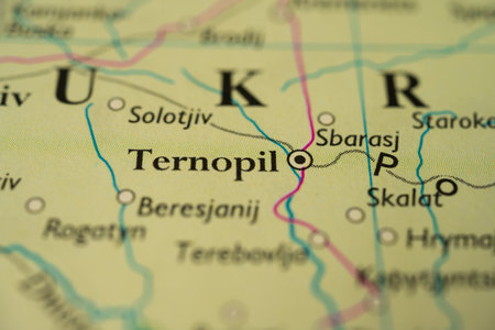 Ternopil Ukraine location marked on political mapの写真素材