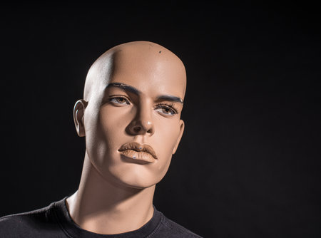 Realistic mannequin head with piercing and shadows
