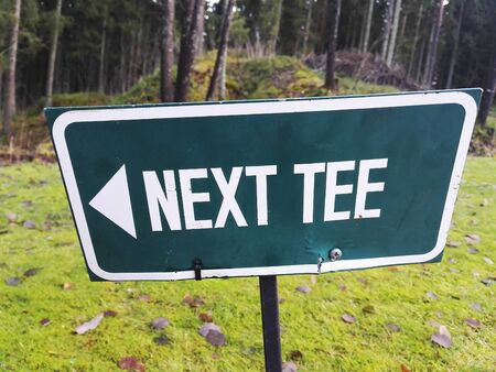 Letters next tee for golf player can read and walk forwordの写真素材