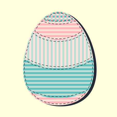 Cute Easter eggs as vintage fabric patch applique in shabby chic style. Elements for designのイラスト素材