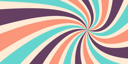 Retro background with rays or stripes in the center. Sunburst or sun burst retro background. Red and turquoise colors. Vector illustrationのイラスト素材