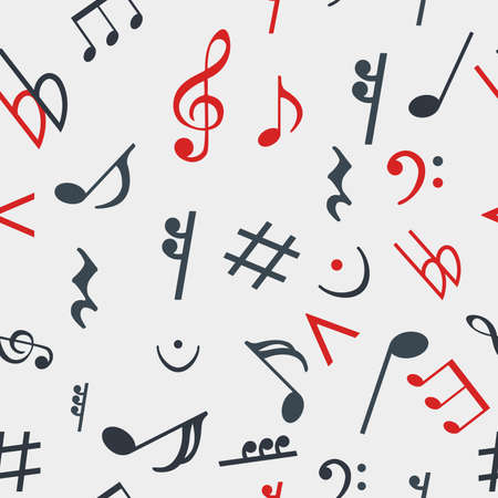 Vector seamless pattern with hand drawn music notes. Nice new designのイラスト素材