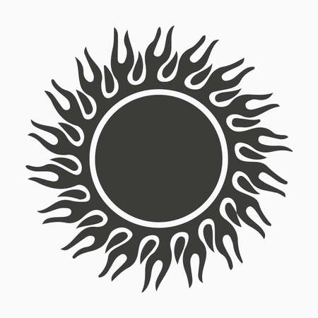 Hand drawn Sun painted with ink brush, isolated on white background. vector illustration.のイラスト素材