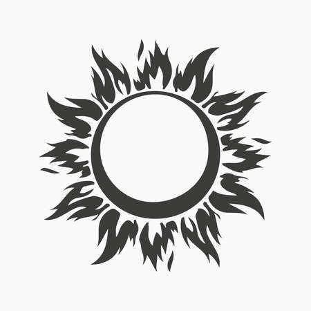 Hand drawn Sun painted with ink brush, isolated on white background. vector illustration.のイラスト素材