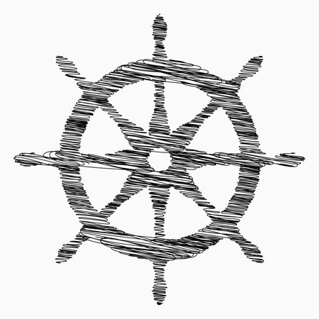 Ancient grunge road point view. Light white paper texture text space backdrop. Line black ink hand drawn earth trip sea way gps plan logo emblem banner design in art cartoon outline doodle print styleのイラスト素材