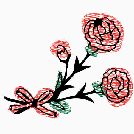 carnation sketch. Scribble childlike hand drawn flower icon or logo. Web icon simple thin line vector icon. vector illustration. EPS 10のイラスト素材