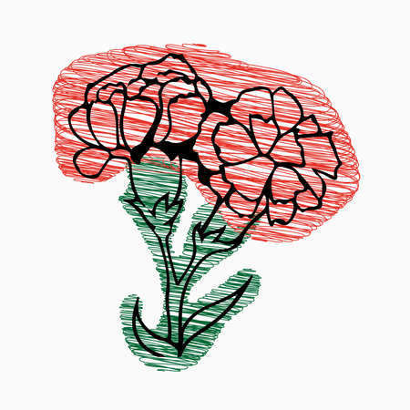 carnation sketch. Scribble childlike hand drawn flower icon or logo. Web icon simple thin line vector icon. vector illustration. EPS 10のイラスト素材