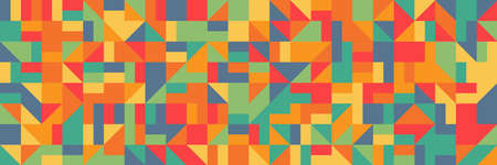Retro pattern of geometric shapes. Colorful mosaic banner. Geometric hipster retro background with...