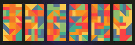 Bauhaus geometric pattern background, vector abstract circle, triangle and square lines art. Yellow,...