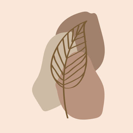 Abstract sun moon leaves print boho minimalist printable wall art geometric abstract sunset print bohemian art work, vectorのイラスト素材