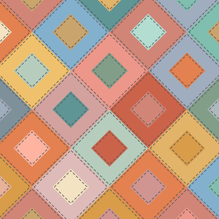 Granny square pattern. Multicolor crochet flowers. Vector illustration file.のイラスト素材