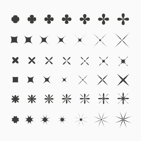 Set of shining clean icons. Sparkle sign. flash symbol. Twinkle star shapes vector design.のイラスト素材