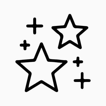 Magic stars outline icon. linear style sign for mobile concept and web design. Bright stars simple line vector icon. Symbol, logo illustration. Pixel perfect vector graphicsのイラスト素材