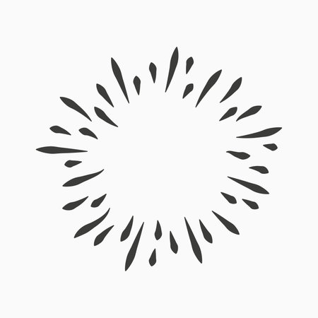 hand drawn fireworks. Starburst. Sunburst doodle icon. Hand drawn explosion frame. Sparkle with radial lines. Explosion vintage effect. Vector illustration isolated on white background.のイラスト素材