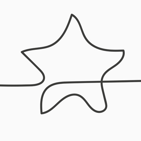 Continuous line drawing of star, Black and white minimalistic linear illustration made of one lineのイラスト素材