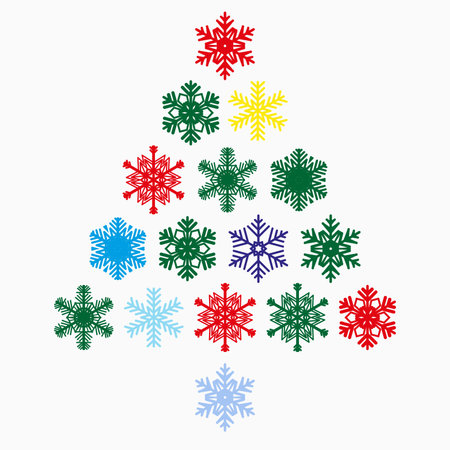 New year background with Christmas tree made of paper snowflakesのイラスト素材