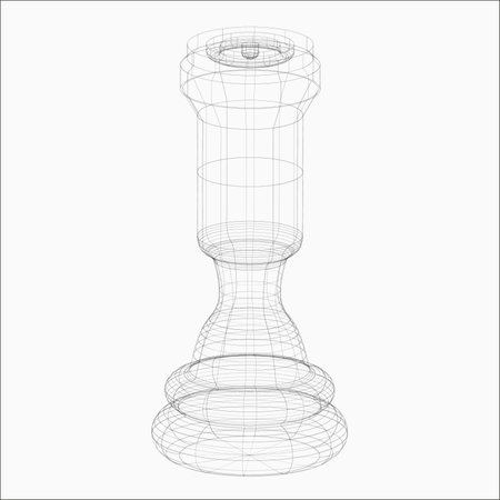 Abstract chess piece isolated in black background. Polygonal vector mesh illustration consisting of black lines looks like constellation. 3d effect. vector illustration. EPS 10のイラスト素材
