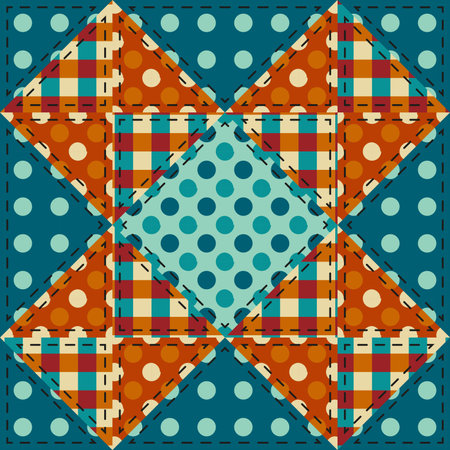 Paisley and geometric motifs fabric patchwork abstract vector seamless patternのイラスト素材