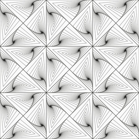 Pattern with black parallel lines on light background. Stylish 3d monochrome geometric texture to use as a tiles or rapport for abstract seamless background.のイラスト素材
