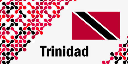 Abstract background with Trinidad flag. Abstract background with integrated metaballs in the colors of the national flag.のイラスト素材