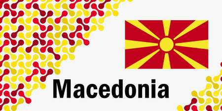 Abstract background with Macedonia flag. Abstract background with integrated metaballs in the colors of the national flag.のイラスト素材