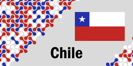 Abstract background with Chile flag. Abstract background with integrated metaballs in the colors of the national flag.のイラスト素材