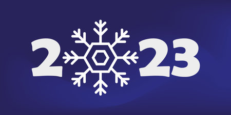 2023. Merry Christmas and Happy New Year lettering. Winter holiday greeting card, xmas quotes and...