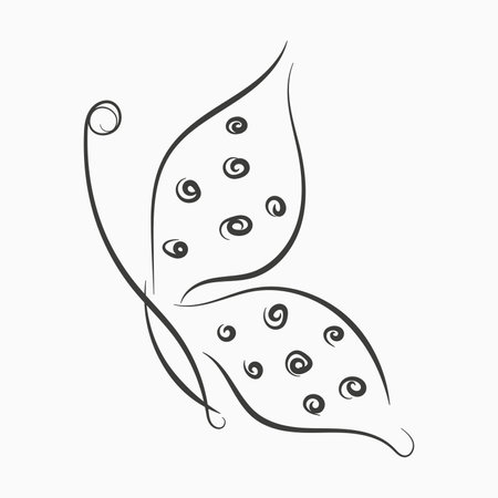 Vector black and white illustration of insect. Butterfly isolated on the white background. Hand drawn contour lines and strokes. Decorative logo, icon, sign. Graphic vector illustration.のイラスト素材