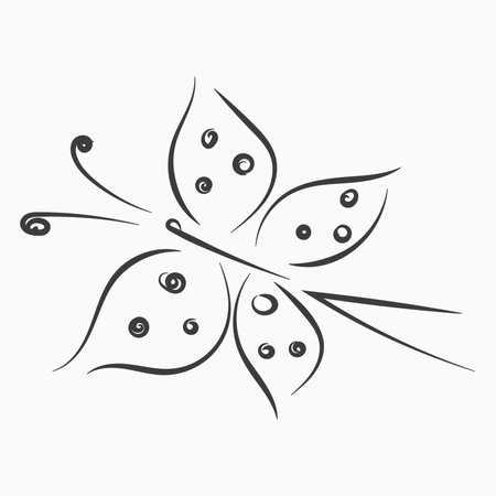 Vector black and white illustration of insect. Butterfly isolated on the white background. Hand drawn contour lines and strokes. Decorative logo, icon, sign. Graphic vector illustration.のイラスト素材