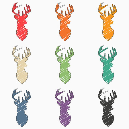 Deer wild animal scribble. Cute vector illustration.のイラスト素材