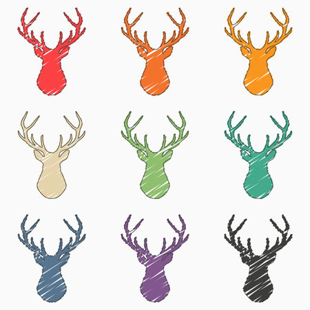 Deer wild animal scribble. Cute vector illustration.のイラスト素材