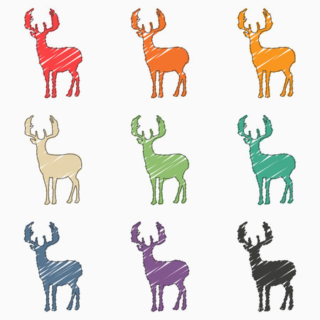 Deer wild animal scribble. Cute vector illustration.のイラスト素材