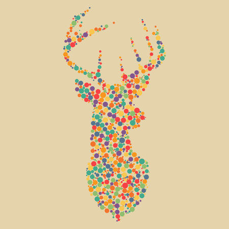 Deer with colorful circles vector illustrationのイラスト素材