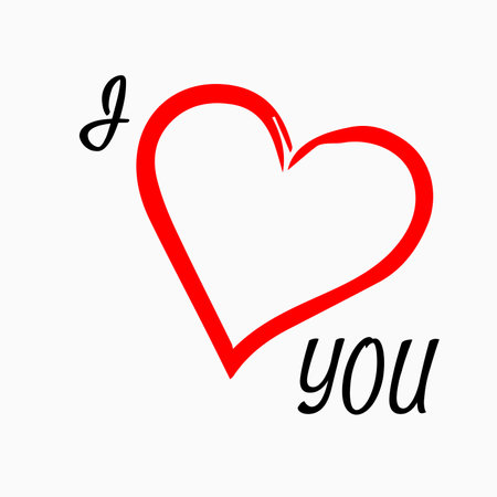 I love you. I heart you. Valentines day calligraphy glitter card. Hand drawn design elements. Handwritten modern brush lettering.のイラスト素材