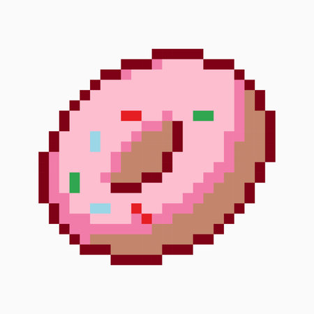purple sweet donut pastry product pixelatedのイラスト素材