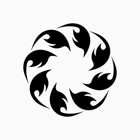Abstract circular pattern. Isolated ethnic symbol. Stylized sun symbol. Rosette of geometric elements. Tribal ethnic motif. Stencil tattoo and prints. round vector pattern. decorative design element.のイラスト素材