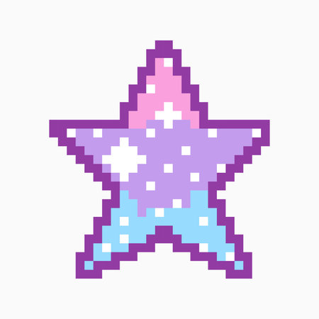 Pink and purple star icon Pixel Art isolated on white Background. Vector illustration.のイラスト素材