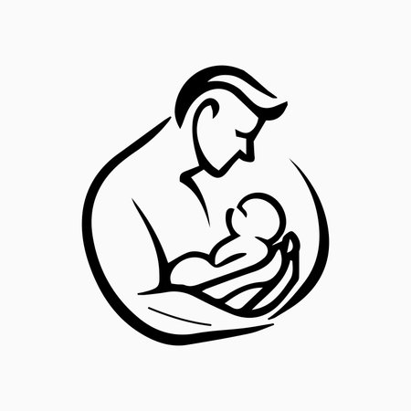 Simple modern negative space logo design of father and son for your human care idea .のイラスト素材