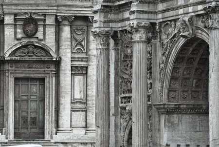 Roman arch and a renaissance temple facadeの写真素材