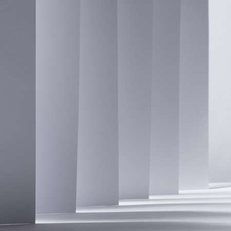 Abstract white gray background with contrast perspective of stripes, light and shadow as pattern,...