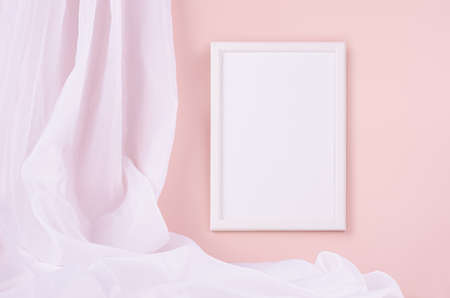 Abstract modern minimal gallery for presentation design, poster or text in blank white wood...