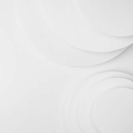 White abstract stepped geometric background with soft light white paper circles soar as abstract spaces with semicircles, copy space in simple modern style for business card, poster, flyer, square.の写真素材