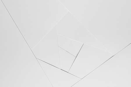 Soft light white abstract geometric background with flat spaces, corners and thin lines as polygon in simple minimal modern style.の写真素材